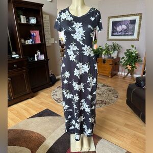 Zaberry black, white & yellow short sleeve maxi dress-size M